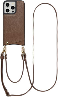 Selencia Nova Telefoonhoes met Koord en Pashouder voor de Apple iPhone 14 Pro - Mocha Brown Donkerbruin