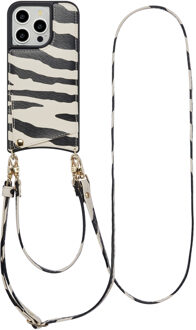 Selencia Nova Telefoonhoes met Koord en Pashouder voor de Apple iPhone 14 Pro - Zazzy Zebra Meerkleurig