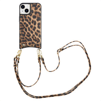 Selencia Nova Telefoonhoes met Koord en Pashouder voor de Apple iPhone 15 - Leopard Meerkleurig