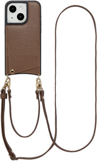 Selencia Nova Telefoonhoes met Koord en Pashouder voor de Apple iPhone 15 - Mocha Brown Donkerbruin