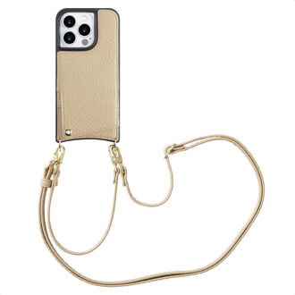 Selencia Nova Telefoonhoes met Koord en Pashouder voor de Apple iPhone 15 Pro - Beige