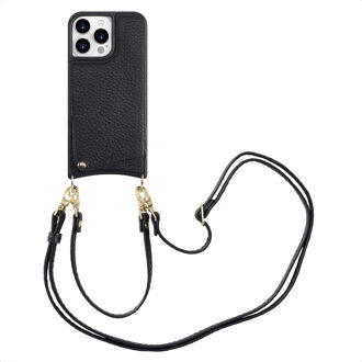 Selencia Nova Telefoonhoes met Koord en Pashouder voor de Apple iPhone 15 Pro Max - Zwart