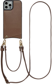 Selencia Nova Telefoonhoes met Koord en Pashouder voor de Apple iPhone 15 Pro - Mocha Brown Donkerbruin