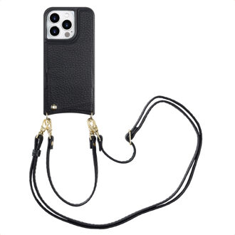 Selencia Nova Telefoonhoes met Koord en Pashouder voor de Apple iPhone 15 Pro - Zwart