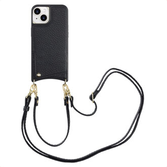 Selencia Nova Telefoonhoes met Koord en Pashouder voor de Apple iPhone 15 - Zwart