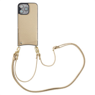 Selencia Nova Telefoonhoes met Koord en Pashouder voor de Apple iPhone 16 Pro Max - Beige