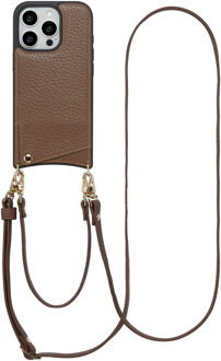 Selencia Nova Telefoonhoes met Koord en Pashouder voor de Apple iPhone 16 Pro Max - Mocha Brown Donkerbruin