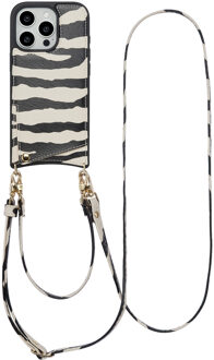 Selencia Nova Telefoonhoes met Koord en Pashouder voor de Apple iPhone 16 Pro Max - Zazzy Zebra Meerkleurig