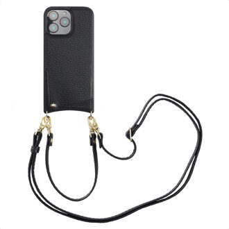 Selencia Nova Telefoonhoes met Koord en Pashouder voor de Apple iPhone 16 Pro Max - Zwart