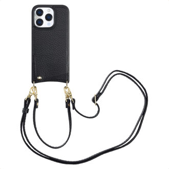 Selencia Nova Telefoonhoes met Koord en Pashouder voor de Apple iPhone 16 Pro - Zwart