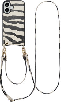 Selencia Nova Telefoonhoes met Koord en Pashouder voor de Apple iPhone 16 - Zazzy Zebra Meerkleurig