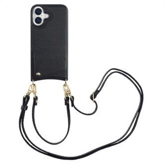 Selencia Nova Telefoonhoes met Koord en Pashouder voor de Apple iPhone 16 - Zwart