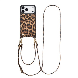 Selencia Nova Telefoonhoes met Koord en Pashouder voor de Apple iPhone 17 Pro Max - Leopard Meerkleurig
