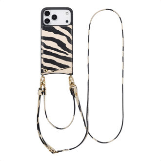 Selencia Nova Telefoonhoes met Koord en Pashouder voor de Apple iPhone 17 Pro Max - Zazzy Zebra Meerkleurig