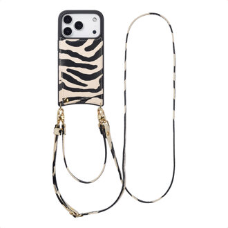 Selencia Nova Telefoonhoes met Koord en Pashouder voor de Apple iPhone 17 Pro - Zazzy Zebra Meerkleurig