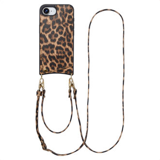 Selencia Nova Telefoonhoes met Koord en Pashouder voor de Apple iPhone 17e / 16e - Leopard Meerkleurig
