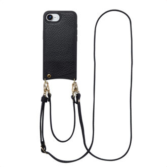 Selencia Nova Telefoonhoes met Koord en Pashouder voor de Apple iPhone 17e / 16e - Zwart