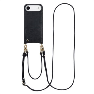 Selencia Nova Telefoonhoes met Koord en Pashouder voor de Apple iPhone Air - Zwart
