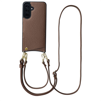 Selencia Nova Telefoonhoes met Koord en Pashouder voor de Samsung Galaxy A37 (5G) - Mocha Brown Meerkleurig