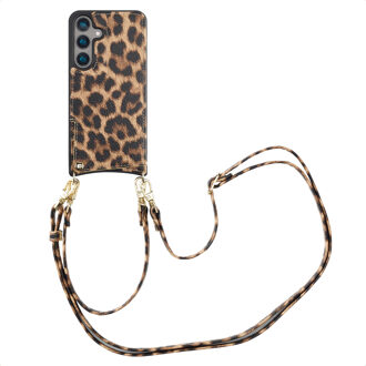 Selencia Nova Telefoonhoes met Koord en Pashouder voor de Samsung Galaxy S24 - Leopard Meerkleurig