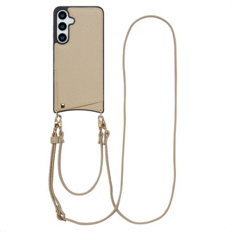 Selencia Nova Telefoonhoes met Koord en Pashouder voor de Samsung Galaxy S24 Plus / S25 Plus - Beige