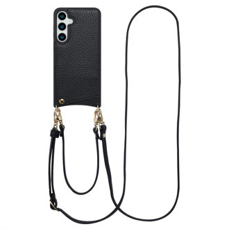 Selencia Nova Telefoonhoes met Koord en Pashouder voor de Samsung Galaxy S24 Plus / S25 Plus - Zwart