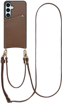 Selencia Nova Telefoonhoes met Koord en Pashouder voor de Samsung Galaxy S24 / S25 - Mocha Brown Donkerbruin