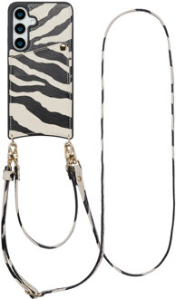 Selencia Nova Telefoonhoes met Koord en Pashouder voor de Samsung Galaxy S24 / S25 - Zazzy Zebra Meerkleurig