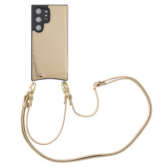 Selencia Nova Telefoonhoes met Koord en Pashouder voor de Samsung Galaxy S24 Ultra - Beige