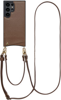 Selencia Nova Telefoonhoes met Koord en Pashouder voor de Samsung Galaxy S24 Ultra - Mocha Brown Donkerbruin