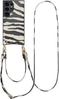 Selencia Nova Telefoonhoes met Koord en Pashouder voor de Samsung Galaxy S24 Ultra - Zazzy Zebra Meerkleurig
