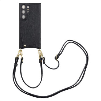 Selencia Nova Telefoonhoes met Koord en Pashouder voor de Samsung Galaxy S24 Ultra - Zwart