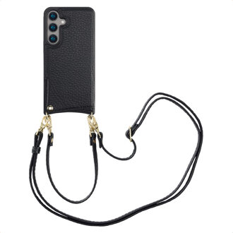 Selencia Nova Telefoonhoes met Koord en Pashouder voor de Samsung Galaxy S24 - Zwart