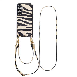 Selencia Nova Telefoonhoes met Koord en Pashouder voor de Samsung Galaxy S25 FE - Zazzy Zebra Meerkleurig