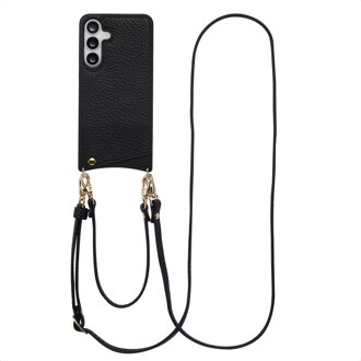 Selencia Nova Telefoonhoes met Koord en Pashouder voor de Samsung Galaxy S25 FE - Zwart