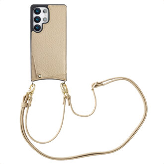 Selencia Nova Telefoonhoes met Koord en Pashouder voor de Samsung Galaxy S25 Ultra - Beige