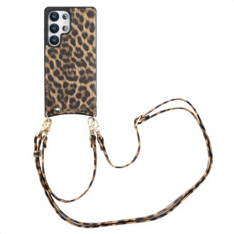 Selencia Nova Telefoonhoes met Koord en Pashouder voor de Samsung Galaxy S25 Ultra - Leopard Meerkleurig
