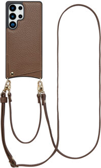 Selencia Nova Telefoonhoes met Koord en Pashouder voor de Samsung Galaxy S25 Ultra - Mocha Brown Donkerbruin