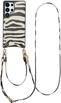 Selencia Nova Telefoonhoes met Koord en Pashouder voor de Samsung Galaxy S25 Ultra - Zazzy Zebra Meerkleurig