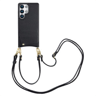 Selencia Nova Telefoonhoes met Koord en Pashouder voor de Samsung Galaxy S25 Ultra - Zwart