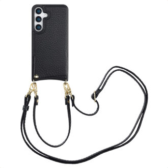Selencia Nova Telefoonhoes met Koord en Pashouder voor de Samsung Galaxy S25 - Zwart