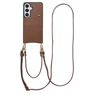 Selencia Nova Telefoonhoes met Koord en Pashouder voor de Samsung Galaxy S26 - Mocha Brown Meerkleurig