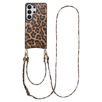 Selencia Nova Telefoonhoes met Koord en Pashouder voor de Samsung Galaxy S26 Ultra - Leopard Meerkleurig