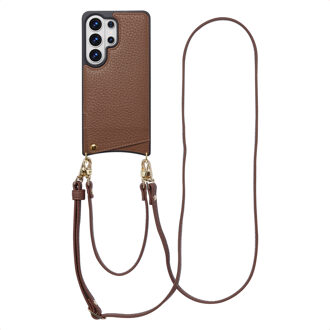 Selencia Nova Telefoonhoes met Koord en Pashouder voor de Samsung Galaxy S26 Ultra - Mocha Brown Meerkleurig
