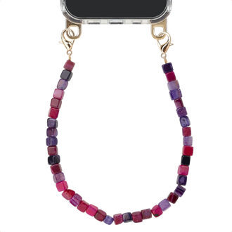 Selencia Polskoord met Natuurstenen - Berry Tones Roze - One size