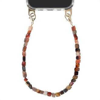 Selencia Polskoord met Natuurstenen - Earth Tones Bruin - One size