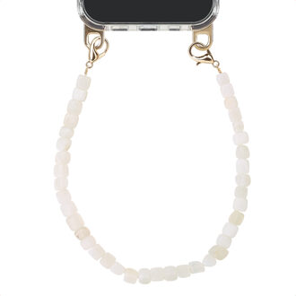 Selencia Polskoord met Natuurstenen - Pearl White Wit - One size