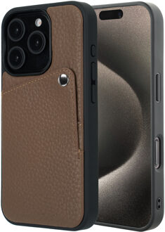 Selencia Riva Backcover met Pashouder voor de Apple iPhone 15 Pro - Mocha Brown Bruin