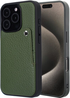 Selencia Riva Backcover met Pashouder voor de Apple iPhone 15 Pro - Sage Green Groen