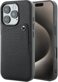 Selencia Riva Backcover met Pashouder voor de Apple iPhone 15 Pro - Zwart